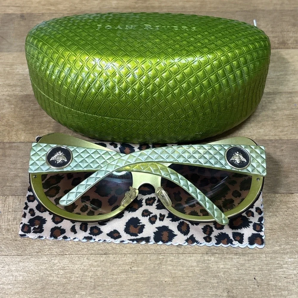 Joan Rivers Collection Women's Oversized Sunglasses Green Brown Quilted Case